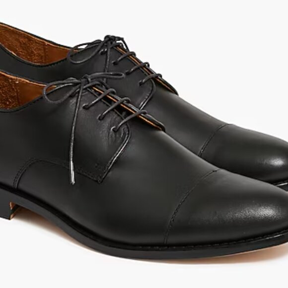 J. Crew Factory Leather cap toe shoes BS113 black 10.5 men’s EUC - Picture 1 of 5